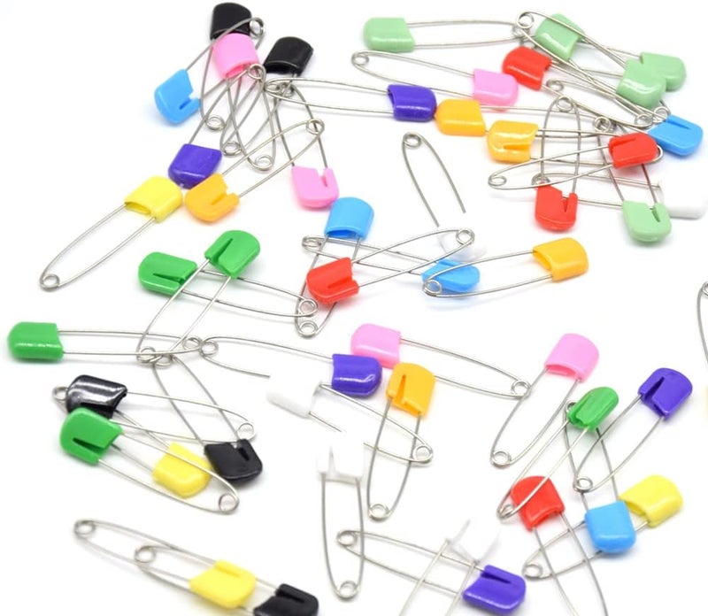 Hocansen 50 PCS Safety Pin 54mm/2.2in Baby Diaper Pins for Cloth Plastic Head Baby Pins for Diapers Stainless Steel Cloth Pins with Locking Closures Nappy Pin for Crafts（DT/Color） - Image 5